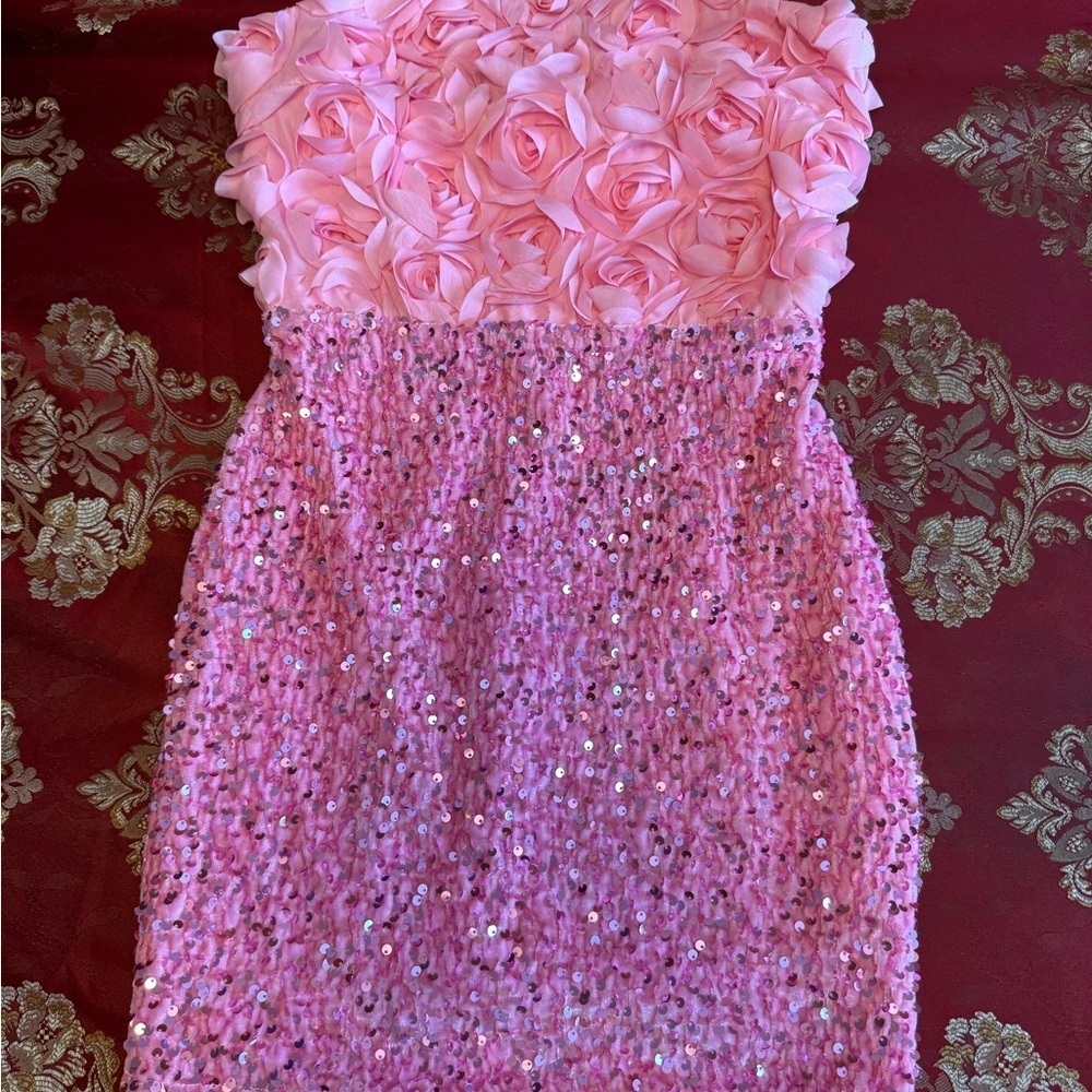 FAERIESTY Pink Strapless Mini Dress – M